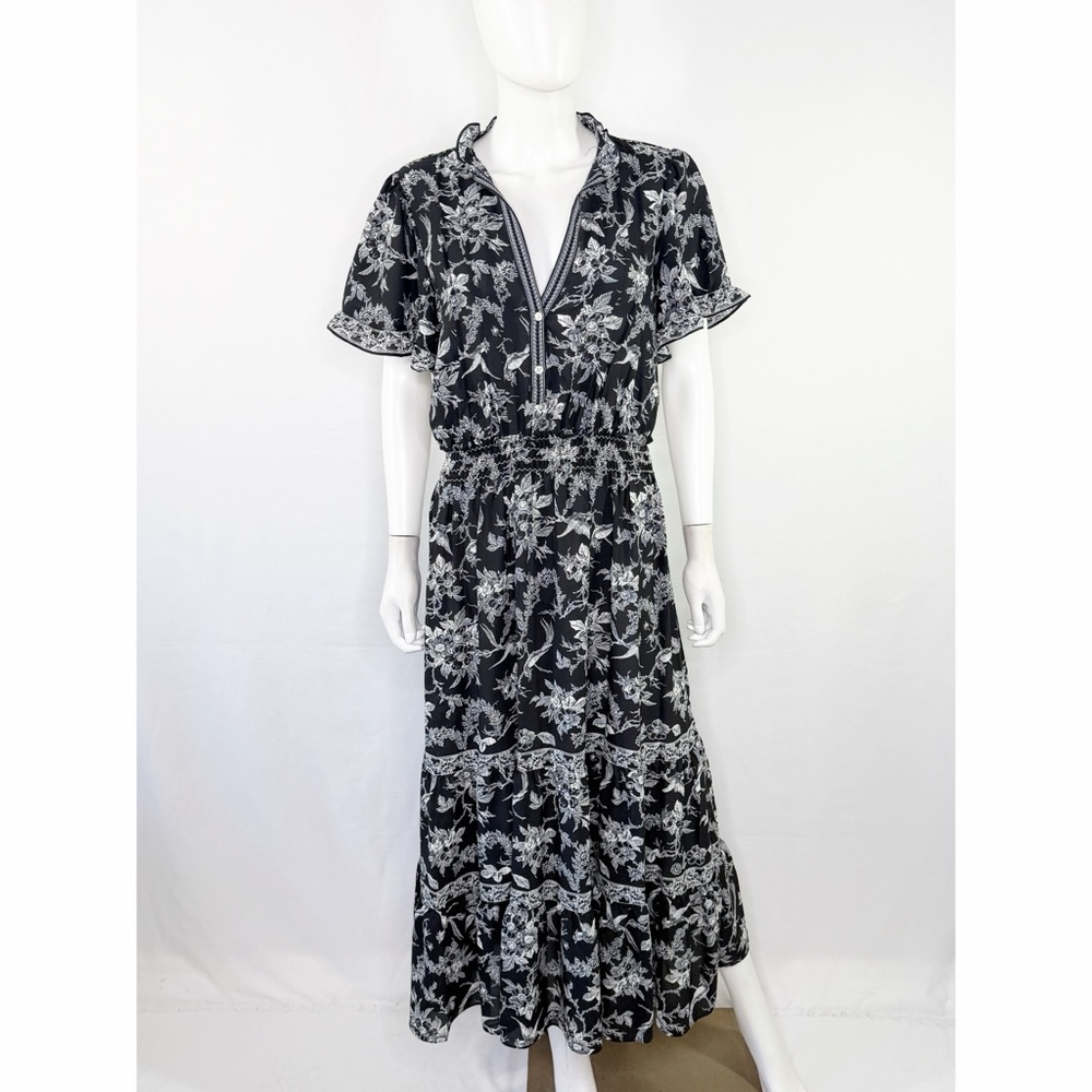 Max Studio Black and White Floral Maxi Dress